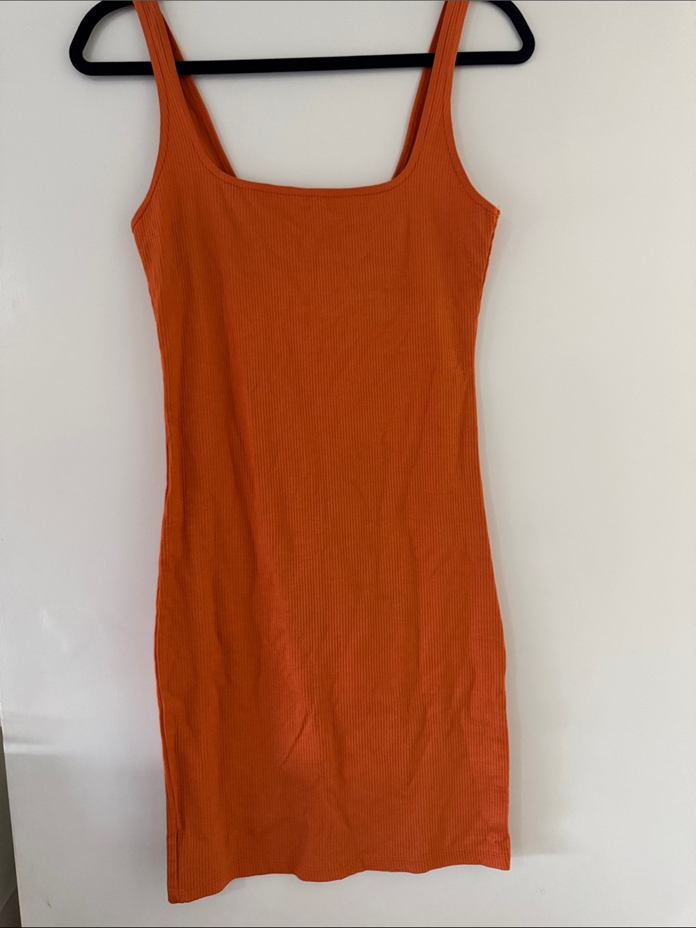 Bershka Ribbed Orange Tank Bodycon Mini Dress